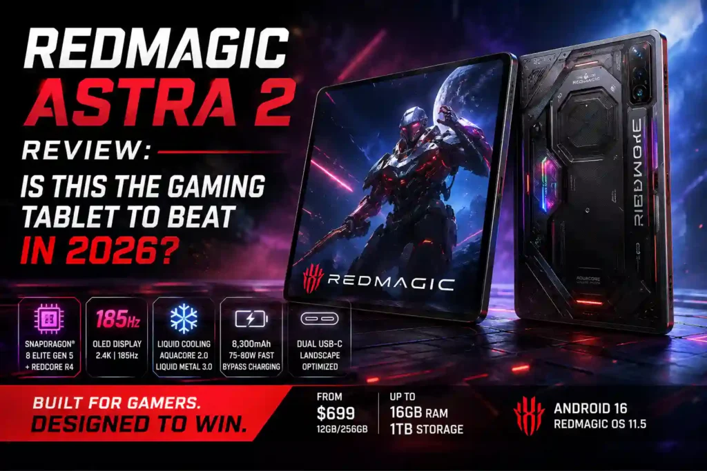 REDMAGIC Astra 2 gaming tablet with 185Hz OLED display and liquid cooling