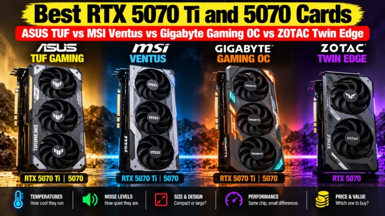 Best RTX 5070 Ti and RTX 5070 graphics cards compared: ASUS TUF, MSI Ventus, Gigabyte Gaming OC and ZOTAC Twin Edge.
